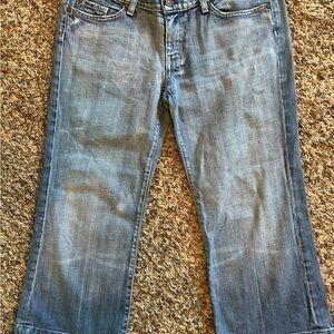 7 For All Mankind Light Blue Straight leg cropped Dojo jeans.